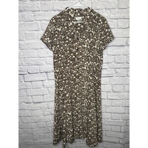 Christopher Banks Vintage Floral Secretary Button Up Shirt Dress Tie Belt Sz 12